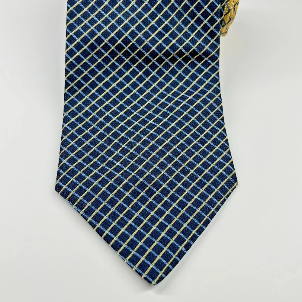 Tommy‎ Hilfiger Silk Men's Necktie Geometric Diamond Pattern Blue Yellow USA